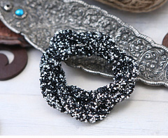 кристальный шнур 0,7х5 см "black/silver" , кристальная ткань, шнур