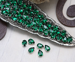 капля в серебристой оправе 10х7 мм "emerald" premium, капля (drop)