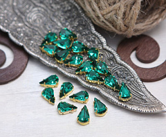 слеза в золотистой оправе 10х6 мм "emerald" premium, слеза (xilion pear)