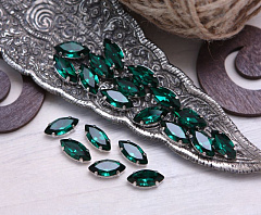 наветт 15х7 мм "emerald/серебро" premium br, наветт (navette)