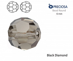 бусина круглая preciosa mxm 6 мм "black diamond", бусины круглые