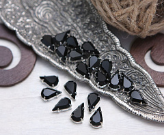слеза в серебристой оправе 10х6 мм "black" premium, слеза (xilion pear)