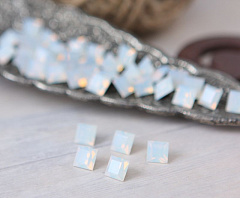 квадрат 8х8 мм "white opal" premium, кристаллы premium с мелкими дефектами 