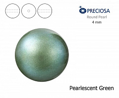хрустальный жемчуг preciosa mxm 4 мм "pearlescent green", жемчуг круглый