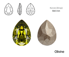 капля 8х6 мм "olivine" premium br, капля (drop)