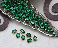капля в золотистой оправе 10х7 мм "emerald" premium, капля (drop)
