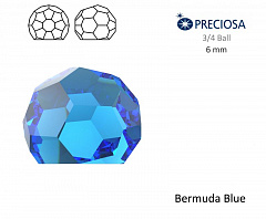 бусина-кабашон 3/4 мяч preciosa mxm 6 мм "bermuda blue", бусины-кабашоны 3/4 мяч