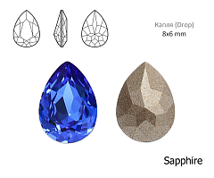 капля 8х6 мм "sapphire" premium br, капля (drop)