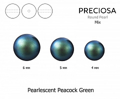 микс жемчуга preciosa mxm "pearlescent peacock green", микс жемчуга