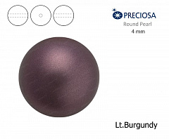 хрустальный жемчуг preciosa mxm 4 мм "lt.burgundy", жемчуг круглый