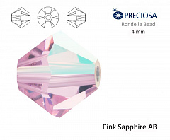 биконусы preciosa 4 мм "pink sapphire ab" (15 шт), биконусы