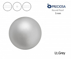 хрустальный жемчуг preciosa mxm 5 мм "lt.grey", жемчуг круглый