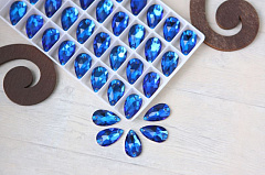 капля пришивная 12х7 мм "capri blue" , пришивные кристаллы premium