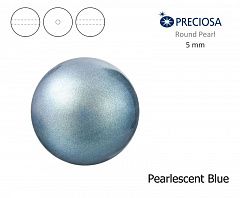 хрустальный жемчуг preciosa mxm 5 мм "pearlescent blue", жемчуг круглый
