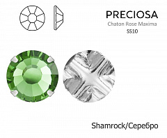 шатоны preciosa rose mxm ss10 "shamrock/серебро" (10 шт), шатоны в оправе rose maxima