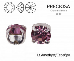 шатон preciosa mxm ss29 "lt. amethyst/серебро" , шатоны в оправе maxima