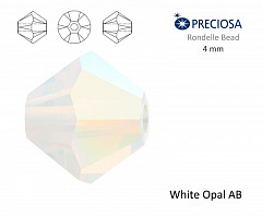 биконусы preciosa 4 мм "white opal ab" (15 шт), биконусы