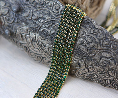стразовая цепь ss6 (2 мм) "emerald/золото" (1 м), стразовая цепь