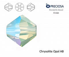 биконусы preciosa 4 мм "chrysolite opal ab" (15 шт), биконусы