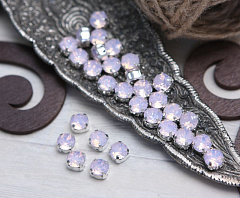 шатон в серебристой оправе 10 мм "rose water opal" premium, шатон (chaton)