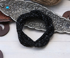 кристальный шнур 0,7х5 см "black" , кристальная ткань, шнур