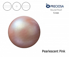 хрустальный жемчуг preciosa mxm 5 мм "pearlescent pink", жемчуг круглый