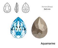 капля 8х6 мм "aquamarine" premium br, капля (drop)
