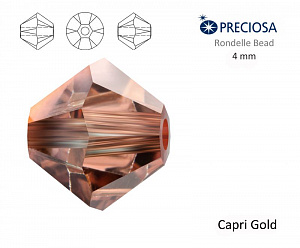 биконусы preciosa 4 мм "capri gold" (15 шт), биконусы