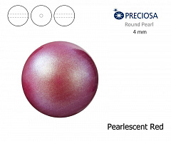 хрустальный жемчуг preciosa mxm 4 мм "pearlescent red", жемчуг круглый