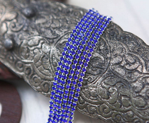 стразовая цепь ss8 (3 мм) "sapphire/серебро" (50 cм), стразовая цепь