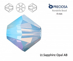 биконусы preciosa 4 мм "lt. sapphire opal ab" (15 шт), биконусы