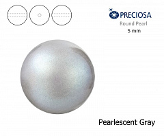 хрустальный жемчуг preciosa mxm 5 мм "pearlescent grey", жемчуг круглый
