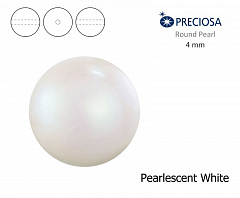 хрустальный жемчуг preciosa mxm 4 мм "pearlescent white", жемчуг круглый