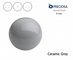 хрустальный жемчуг preciosa mxm 5 мм "ceramic grey", жемчуг круглый