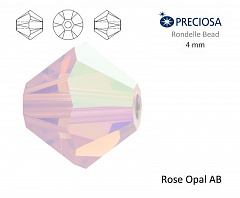 биконусы preciosa 4 мм "rose opal ab" (15 шт), биконусы