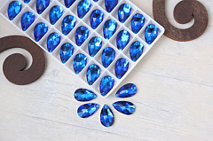 капля пришивная 18х11 мм "capri blue" , пришивные кристаллы premium
